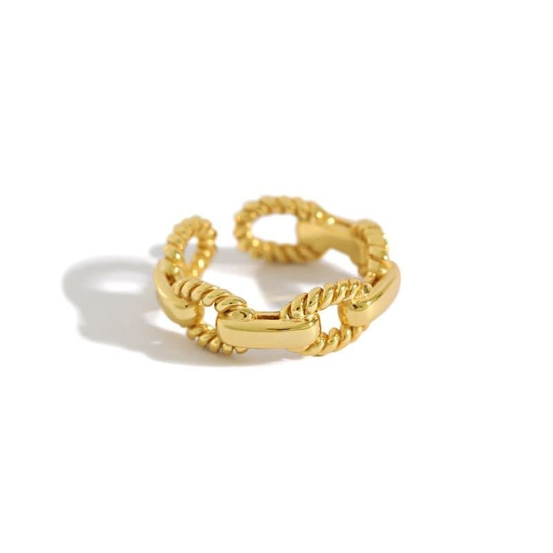 Twisted Hollow Chain 925 Sterling Silver Adjustable Ring