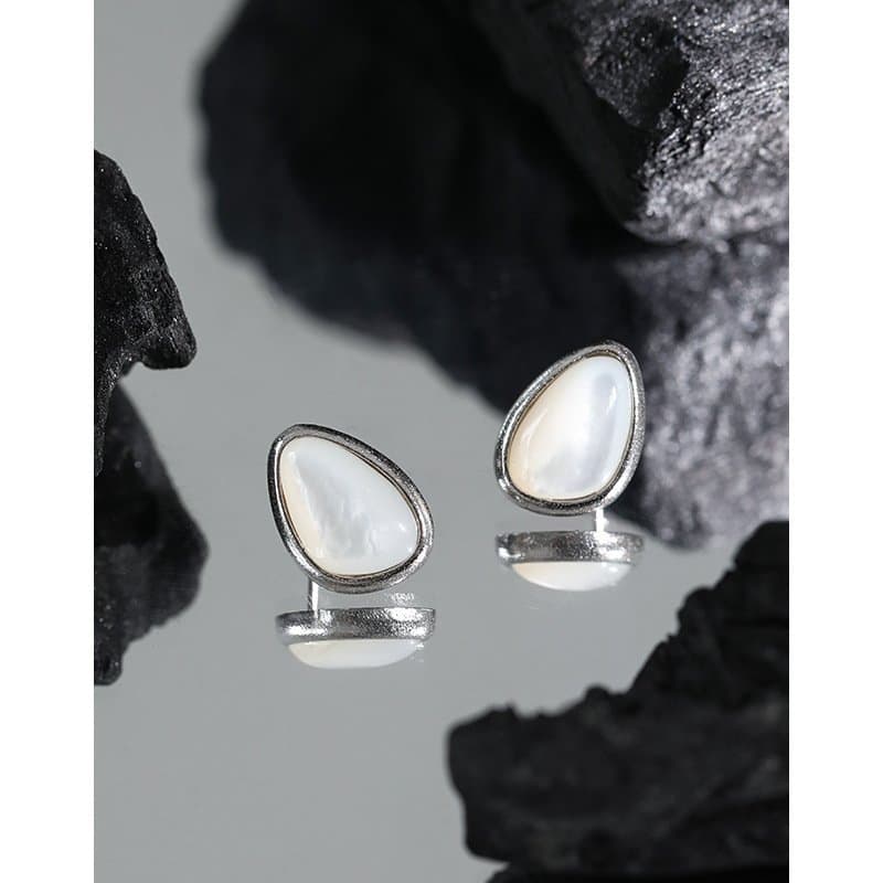 Waterdrop Mother of Shell 925 Sterling Silver Stud Earrings