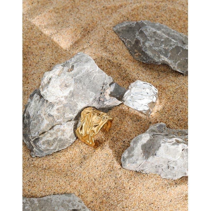 Wrinkle Wide 925 Sterling Silver Adjustable Ring