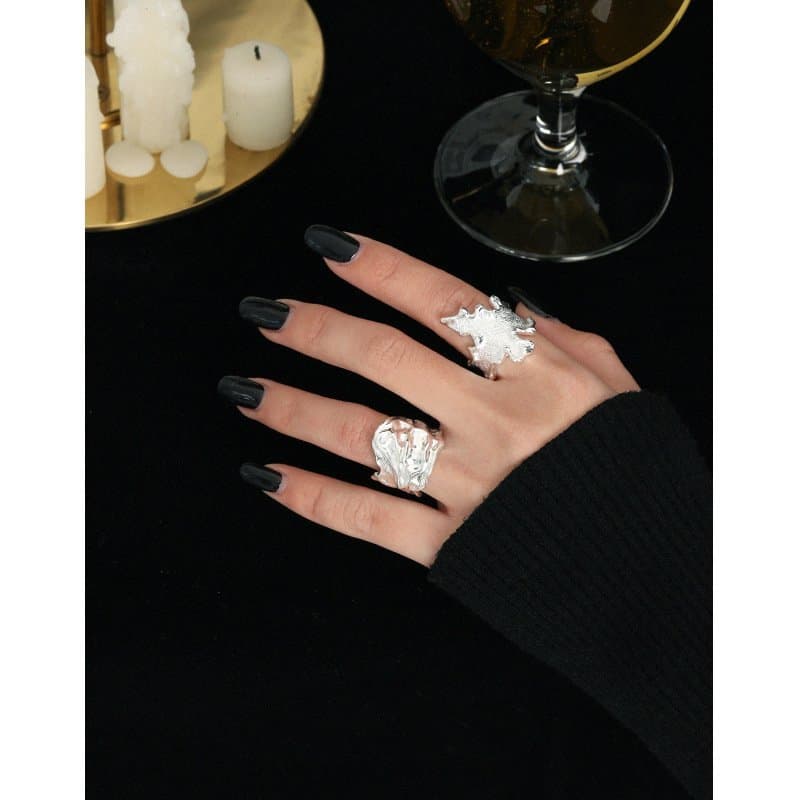 Wrinkle Wide 925 Sterling Silver Adjustable Ring