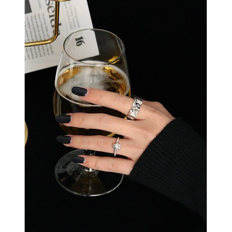 Geometric Irregular Stone 925 Sterling Silver Adjustable Ring