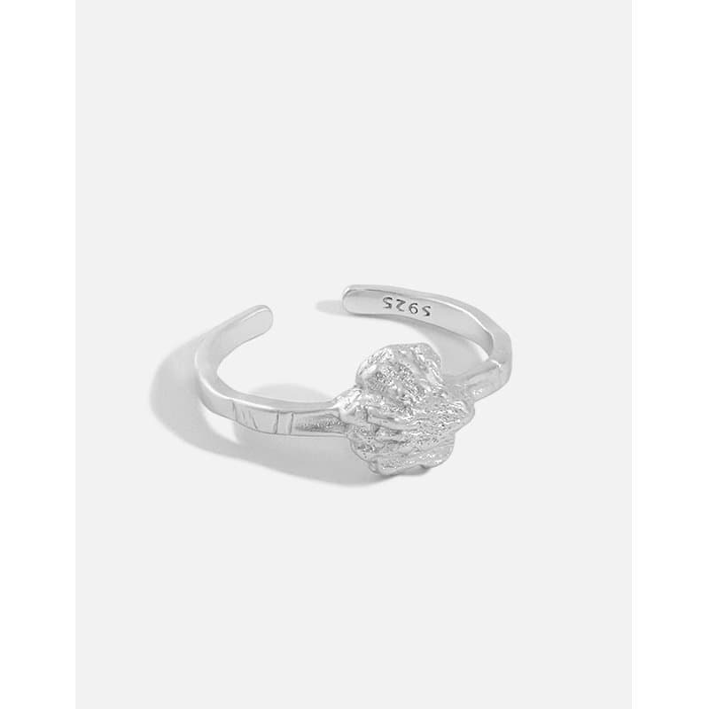 Geometric Irregular Stone 925 Sterling Silver Adjustable Ring