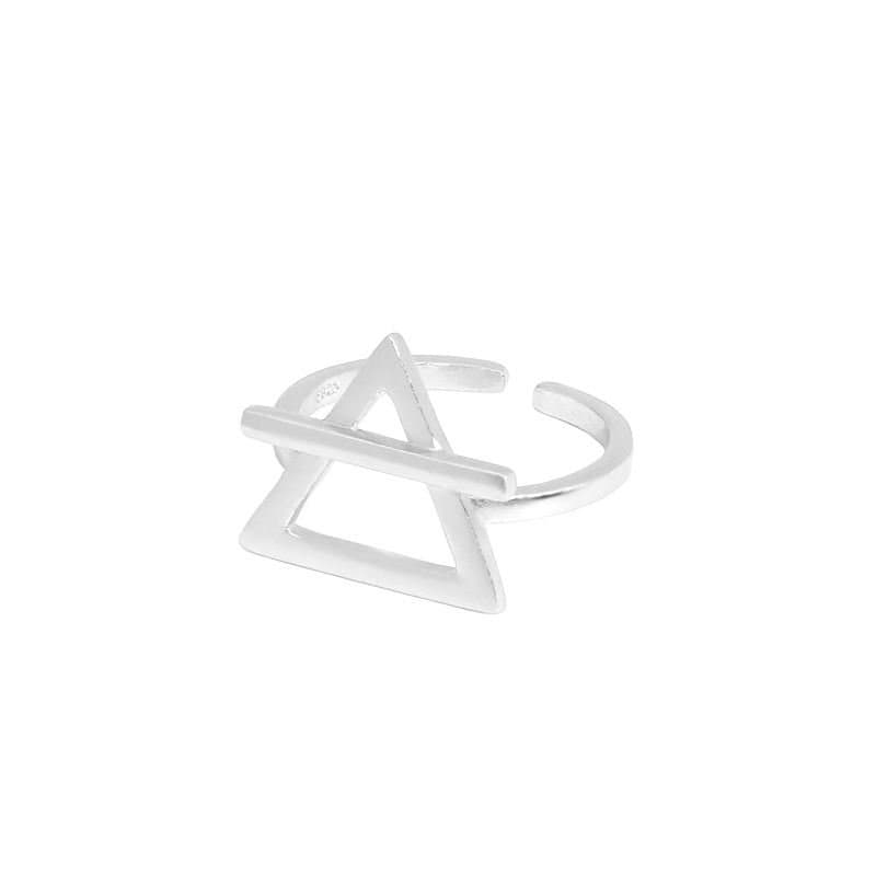 Geometric Hollow Triangle 925 Sterling Silver Adjustable Ring