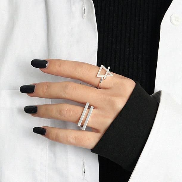 Geometric Hollow Triangle 925 Sterling Silver Adjustable Ring