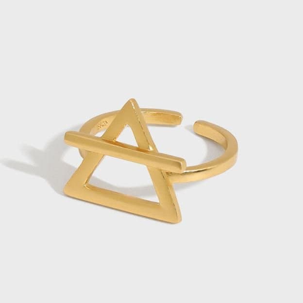 Geometric Hollow Triangle 925 Sterling Silver Adjustable Ring