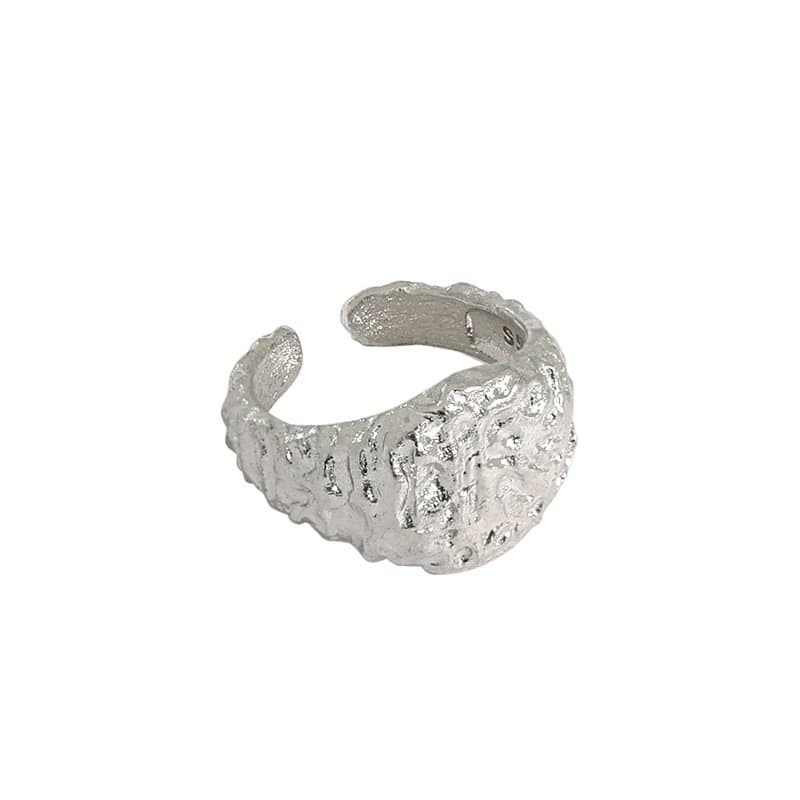 Geometric Irregular Beat Pattern 925 Sterling Silver Adjustable Ring