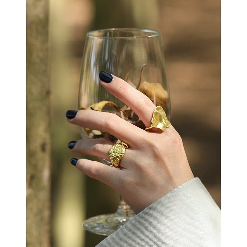 Geometric Irregular Beat Pattern 925 Sterling Silver Adjustable Ring