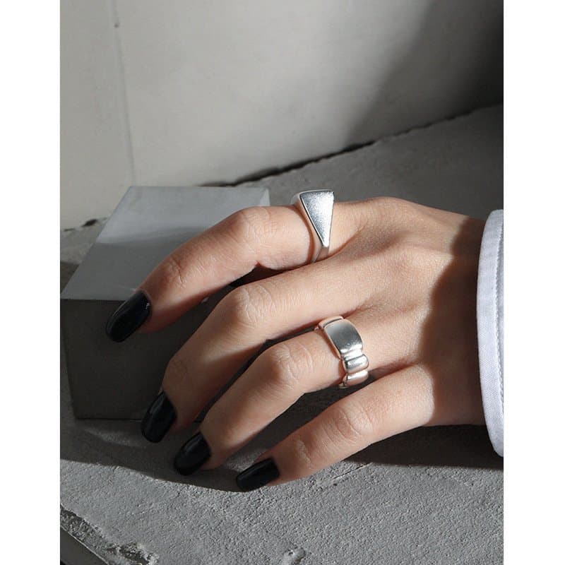 Geometric Irregular Bubbles 925 Sterling Silver Adjustable Ring