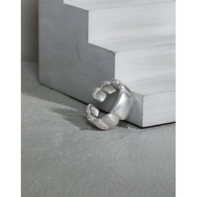 Geometric Irregular Bubbles 925 Sterling Silver Adjustable Ring