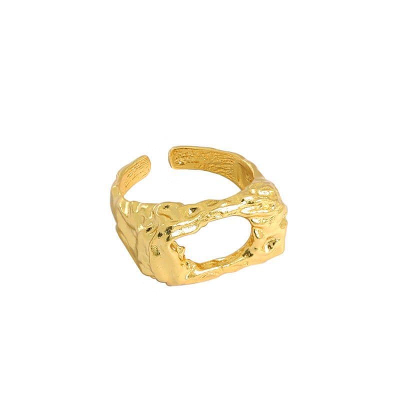 Geometric Irregular Hole 925 Sterling Silver Adjustable Ring