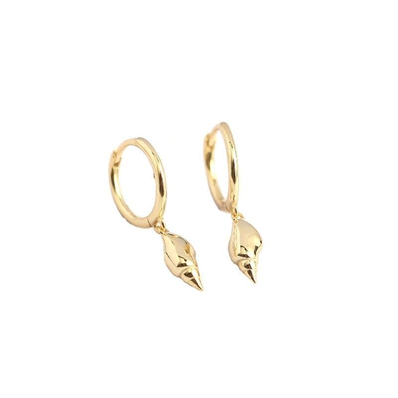 Geometric Shell Conch 925 Sterling Silver Hoop Earrings