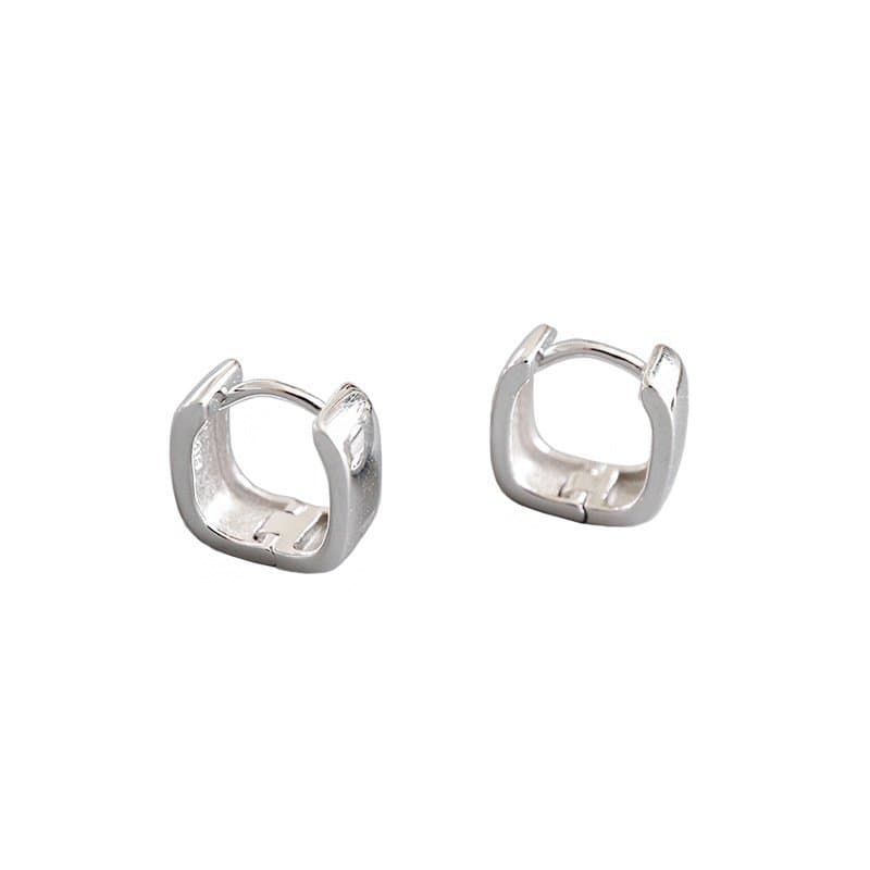 Geometric Simple Hollow Square 925 Sterling Silver Hoop Earrings
