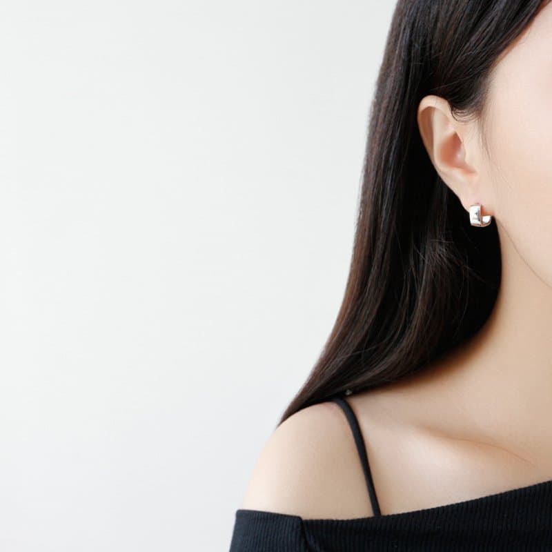 Geometric Simple Hollow Square 925 Sterling Silver Hoop Earrings