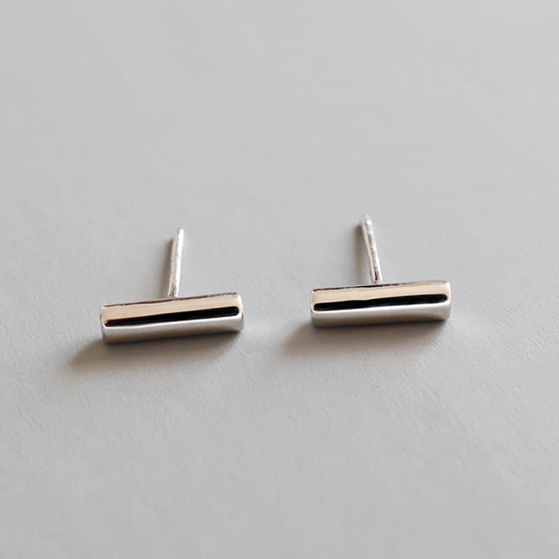 Geometric Small Cylinders 925 Sterling Silver Stud Earrings