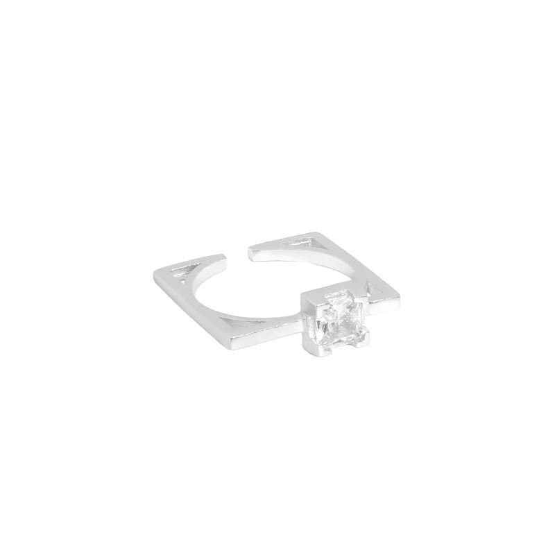 Geometric Square CZ 925 Sterling Silver Adjustable Ring