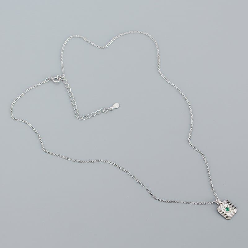 Geometric Square CZ Octagonal Star 925 Sterling Silver Necklace
