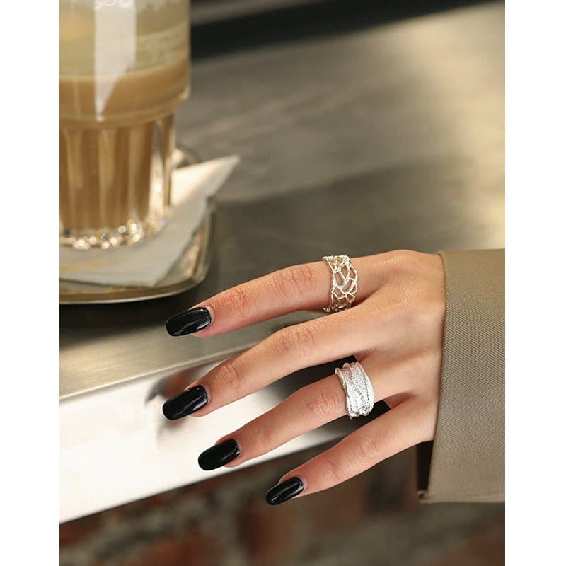 Irregular Wide 925 Sterling Silver Adjustable Ring