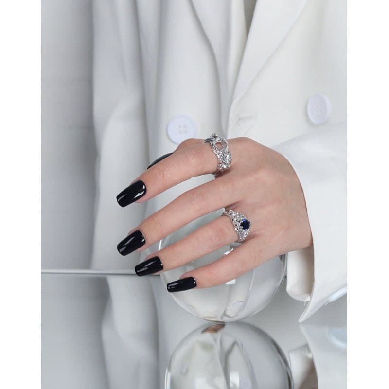 Round CZ Hollow Hive 925 Sterling Silver Adjustable Ring