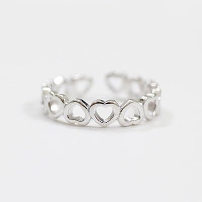Hollow Heart In Heart 925 Sterling Silver Adjustable Ring