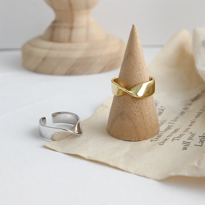 Ins Simple Twisted 925 Sterling Silver Adjustable Ring