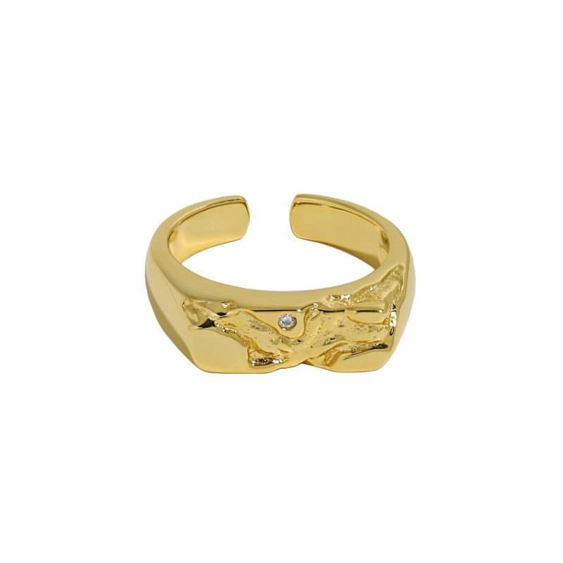 Irregular CZ River 925 Sterling Silver Adjustable Ring