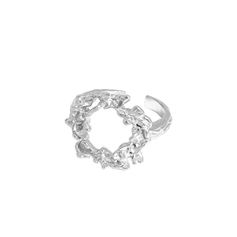 Irregular Geometric Hollow 925 Sterling Silver Adjustable Ring
