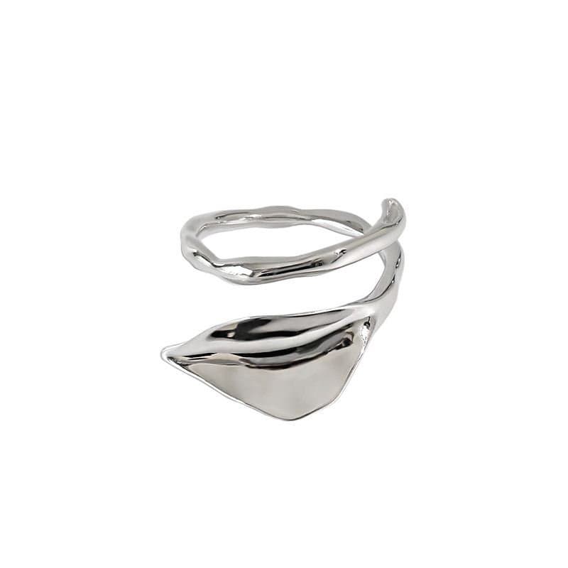 Irregular Leaf 925 Sterling Silver Adjustable Ring
