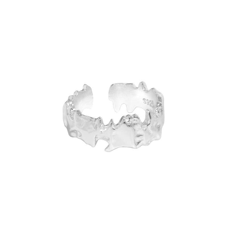 Irregular Flame 925 Sterling Silver Adjustable Ring
