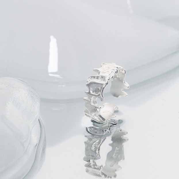 Irregular Flame 925 Sterling Silver Adjustable Ring