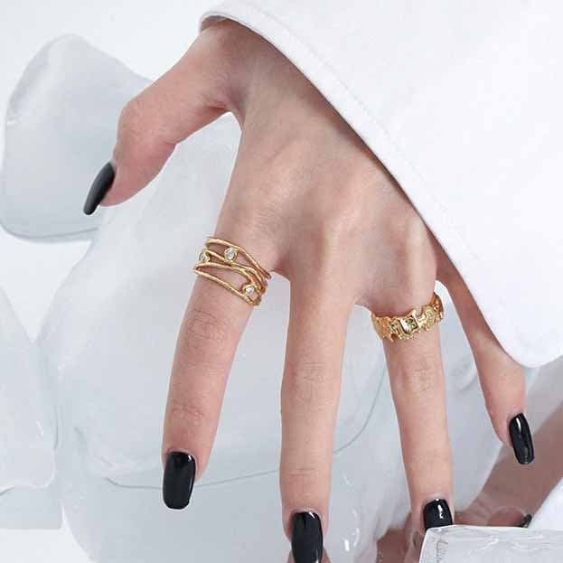 Irregular Flame 925 Sterling Silver Adjustable Ring