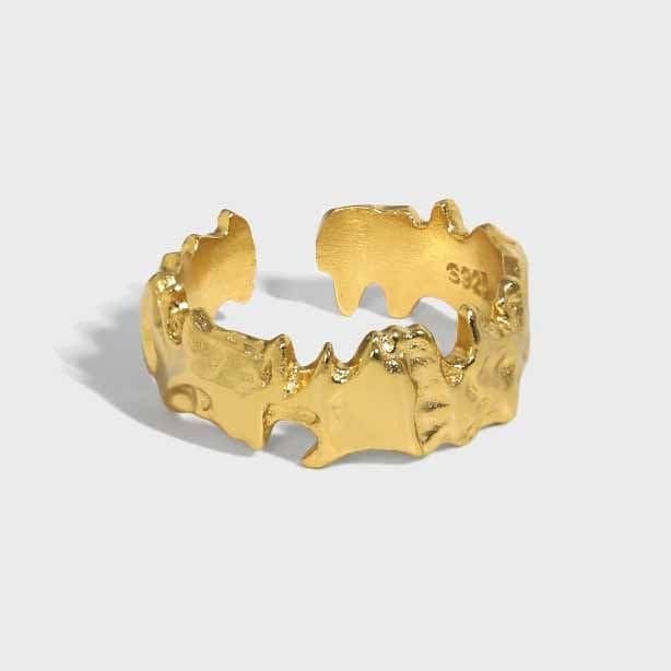 Irregular Flame 925 Sterling Silver Adjustable Ring