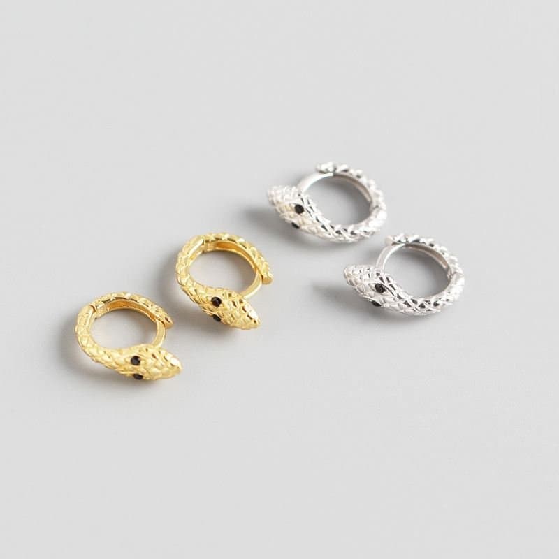 CZ Snake 925 Sterling Silver Huggie Hoop Earrings