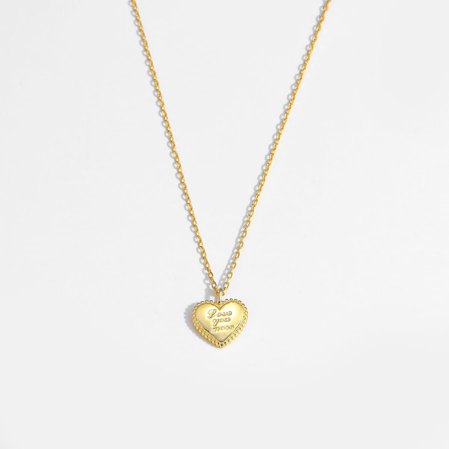 Love You More Letters Heart 925 Sterling Silver Necklace