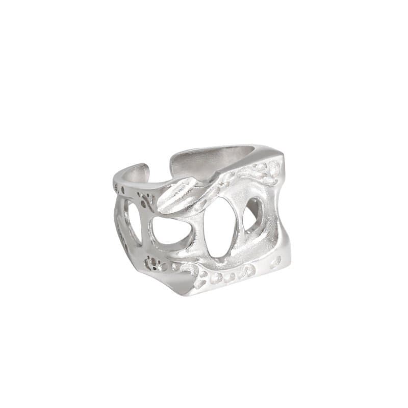 Minimalist Geometric Hollow 925 Sterling Silver Adjustable Ring