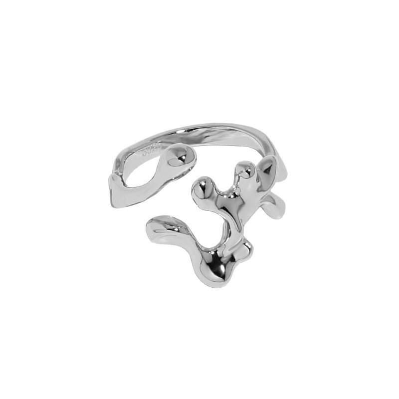 Minimalist Irregular Flowing Lava 925 Sterling Silver Adjustable Ring