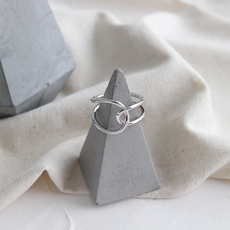 Double Layers Lines Cross 925 Sterling Silver Adjustable Ring