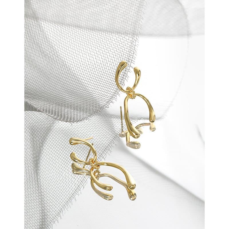 Double U Shape 925 Sterling Silver Dangling Earrings