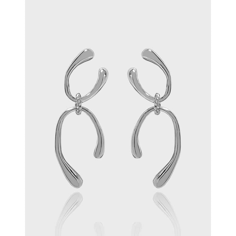 Double U Shape 925 Sterling Silver Dangling Earrings