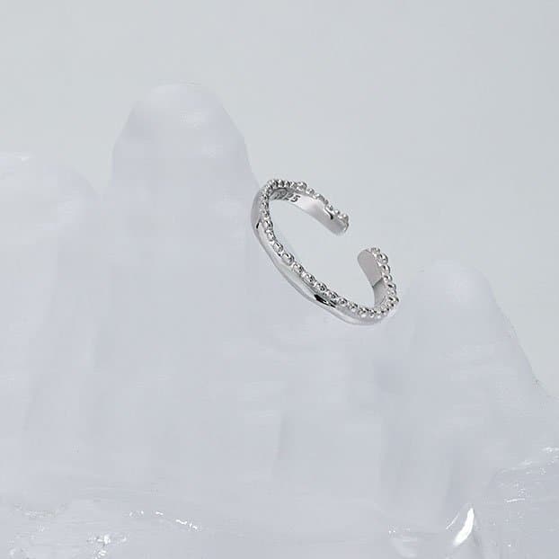 Beads Wave 925 Sterling Silver Adjustable Ring