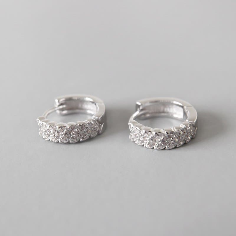 Geometric CZ Mini Circle 925 Sterling Silver Huggie Hoop Earrings