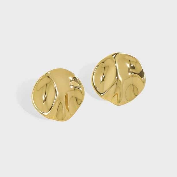 Irregular Round 925 Sterling Silver Stud Earrings