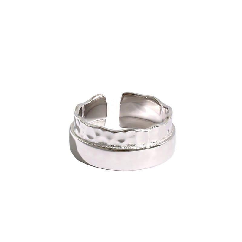 Irregular Wave Wide 925 Sterling Silver Adjustable Ring