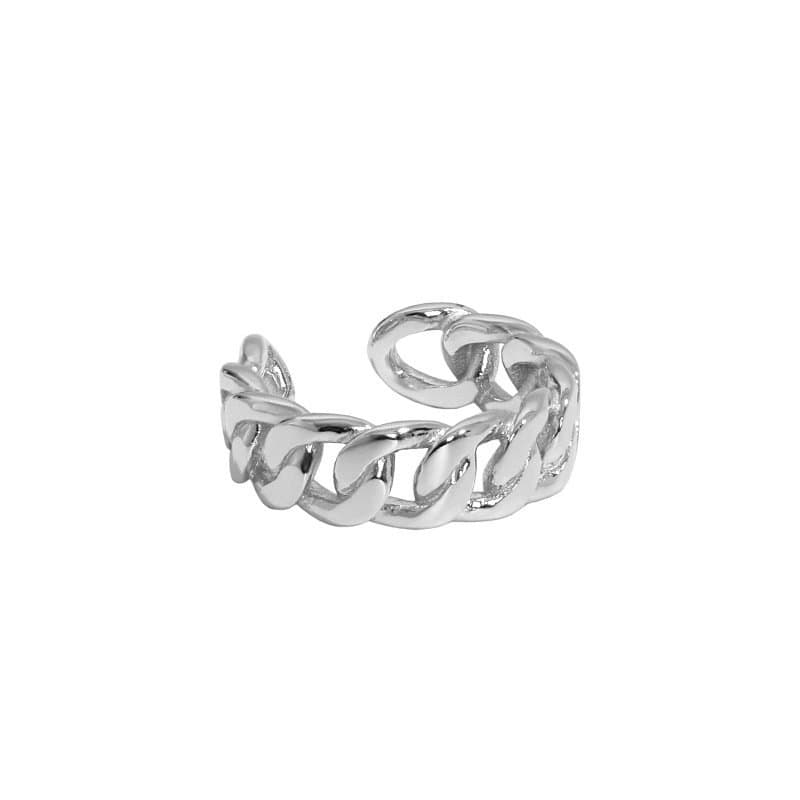 Hollow Twisted Chain 925 Sterling Silver Adjustable Ring