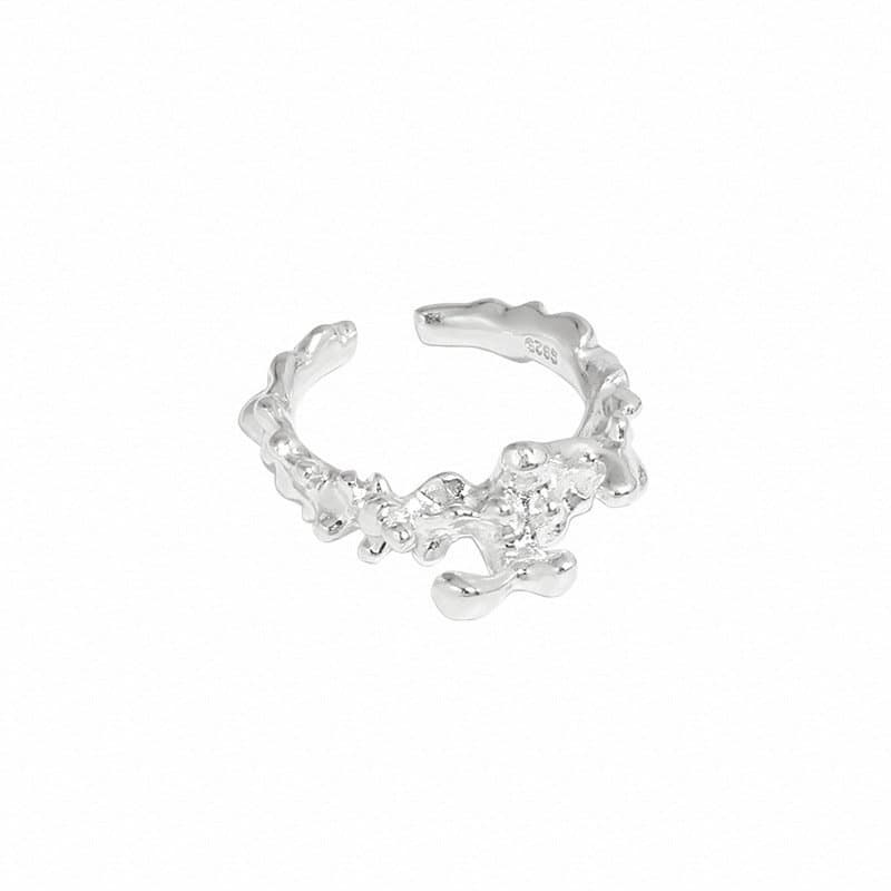 Irregular Lava Flame 925 Sterling Silver Adjustable Ring