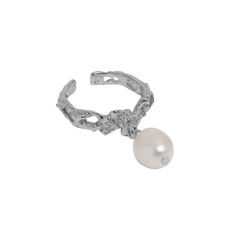 Oval Natural Pearl Irregular 925 Sterling Silver Adjustable Ring