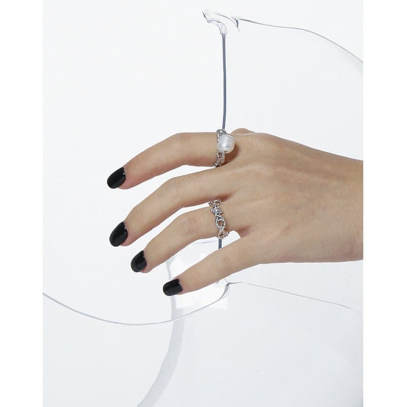 Oval Natural Pearl Irregular 925 Sterling Silver Adjustable Ring