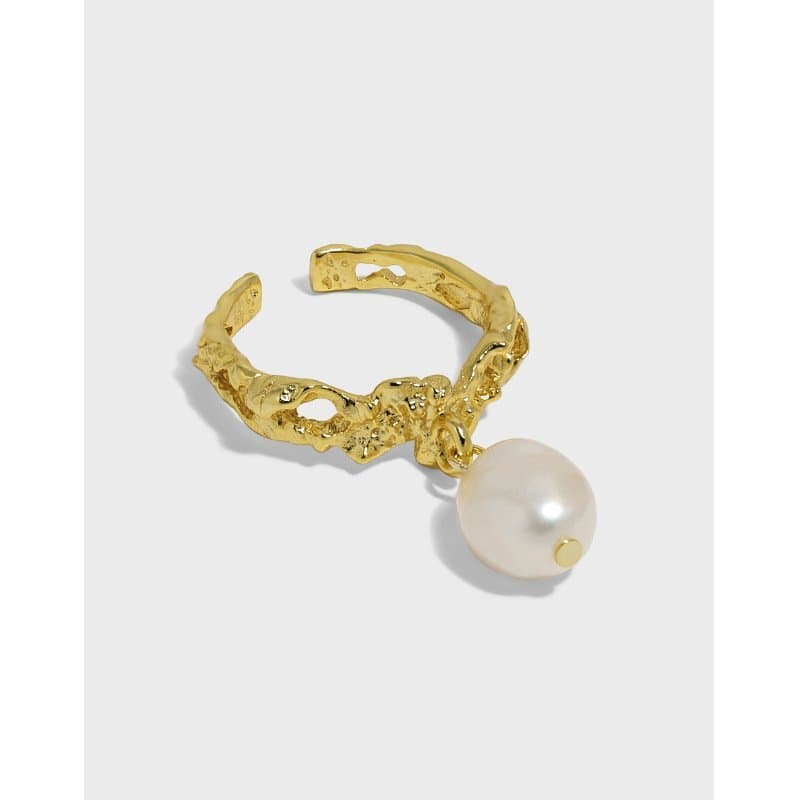 Oval Natural Pearl Irregular 925 Sterling Silver Adjustable Ring
