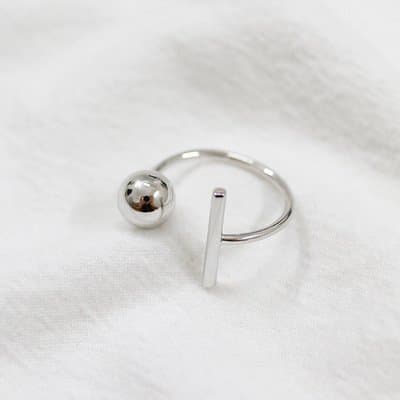 Round Ball Rectangle 925 Sterling Silver Adjustable Ring