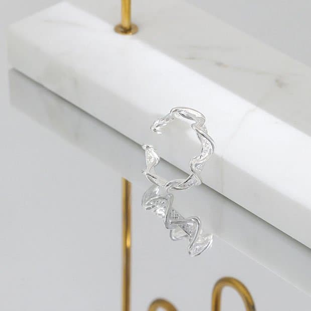 Double Layer Twisted Wave 925 Sterling Silver Adjustable Ring