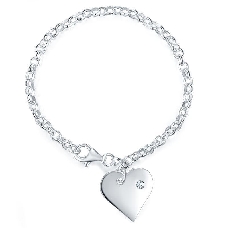 Kids Girl Solid 925 Sterling Silver Dangle Heart Bracelet